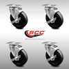 Service Caster 5 Inch SS Soft Rubber Swivel Top Plate Caster Set with Brake SCC-SS20S514-SRS-TLB-4